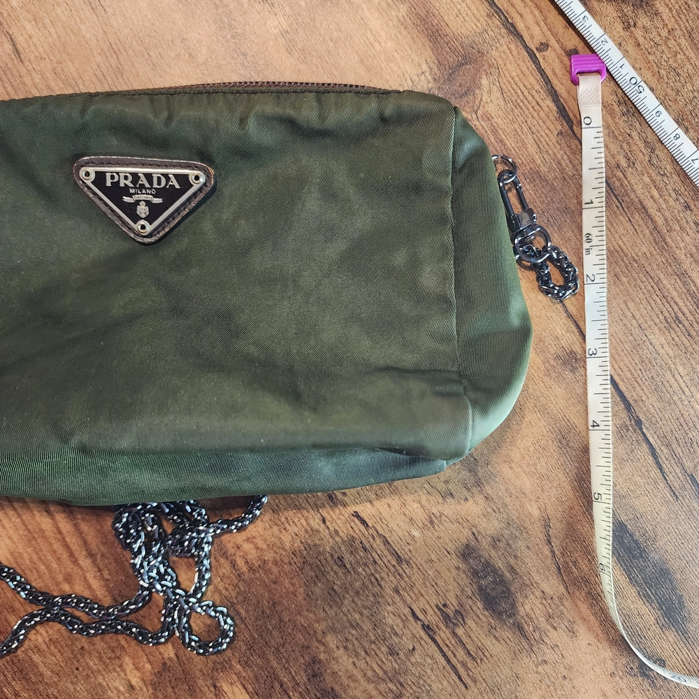 Prada Olive Green Nylon Crossbody with Black Chain Strap - Picture 14 of 16